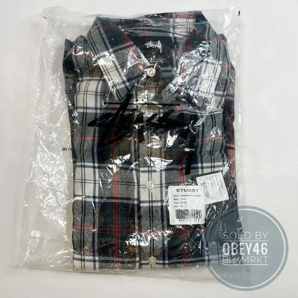 New Stussy Standard Plaid Flannel Shirt Button Up Size S - Picture 6 of 6